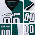 Custom Midnight Green White-Black Split Fashion Football Jersey detail