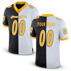 Custom Black Gold-White Split Fashion Football Jersey