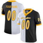 Custom Black Gold-White Split Fashion Football Jersey photo 1