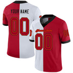Custom White Red-Black Split Fashion Football Jersey photo 1
