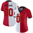 Custom White Red-Black Split Fashion Football Jersey photo 2