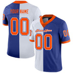 Custom Royal Orange-White Split Fashion Football Jersey photo 1