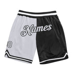 Custom Black White Authentic Throwback Split Fashion Basketball Shorts photo 1