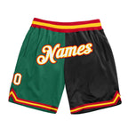 Custom Kelly Green White-Black Authentic Throwback Split Fashion Basketball Shorts photo 1