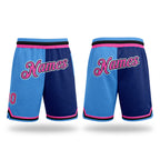 Custom Light Blue Pink-Royal Authentic Throwback Split Fashion Basketball Shorts