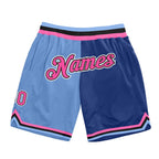 Custom Light Blue Pink-Royal Authentic Throwback Split Fashion Basketball Shorts photo 1