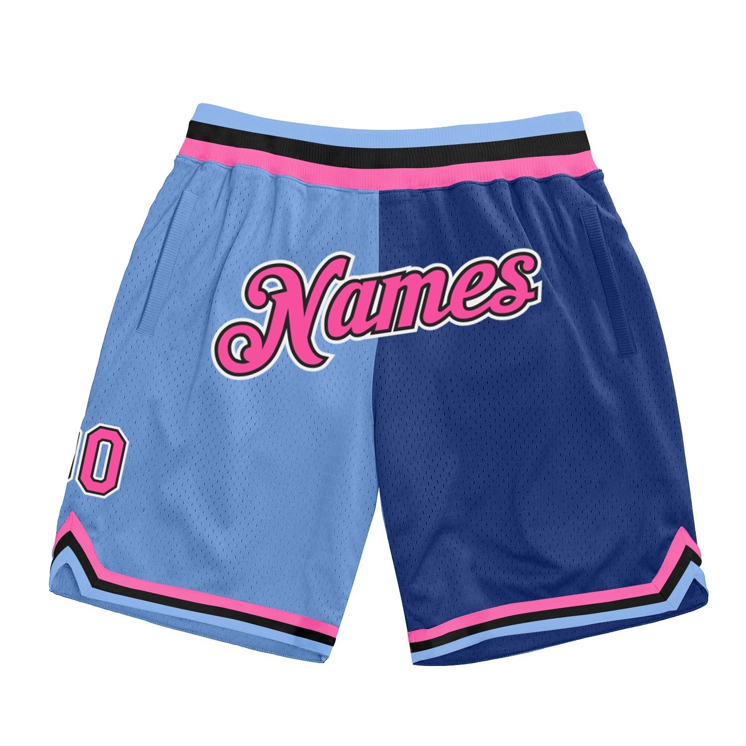 Custom Light Blue Pink-Royal Authentic Throwback Split Fashion Basketball Shorts photo 1
