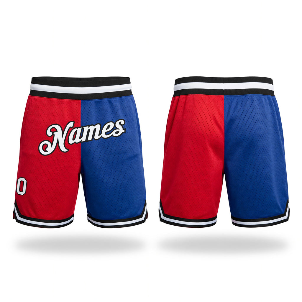 Custom Red White-Royal Authentic Throwback Split Fashion Basketball Shorts