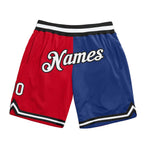 Custom Red White-Royal Authentic Throwback Split Fashion Basketball Shorts photo 1