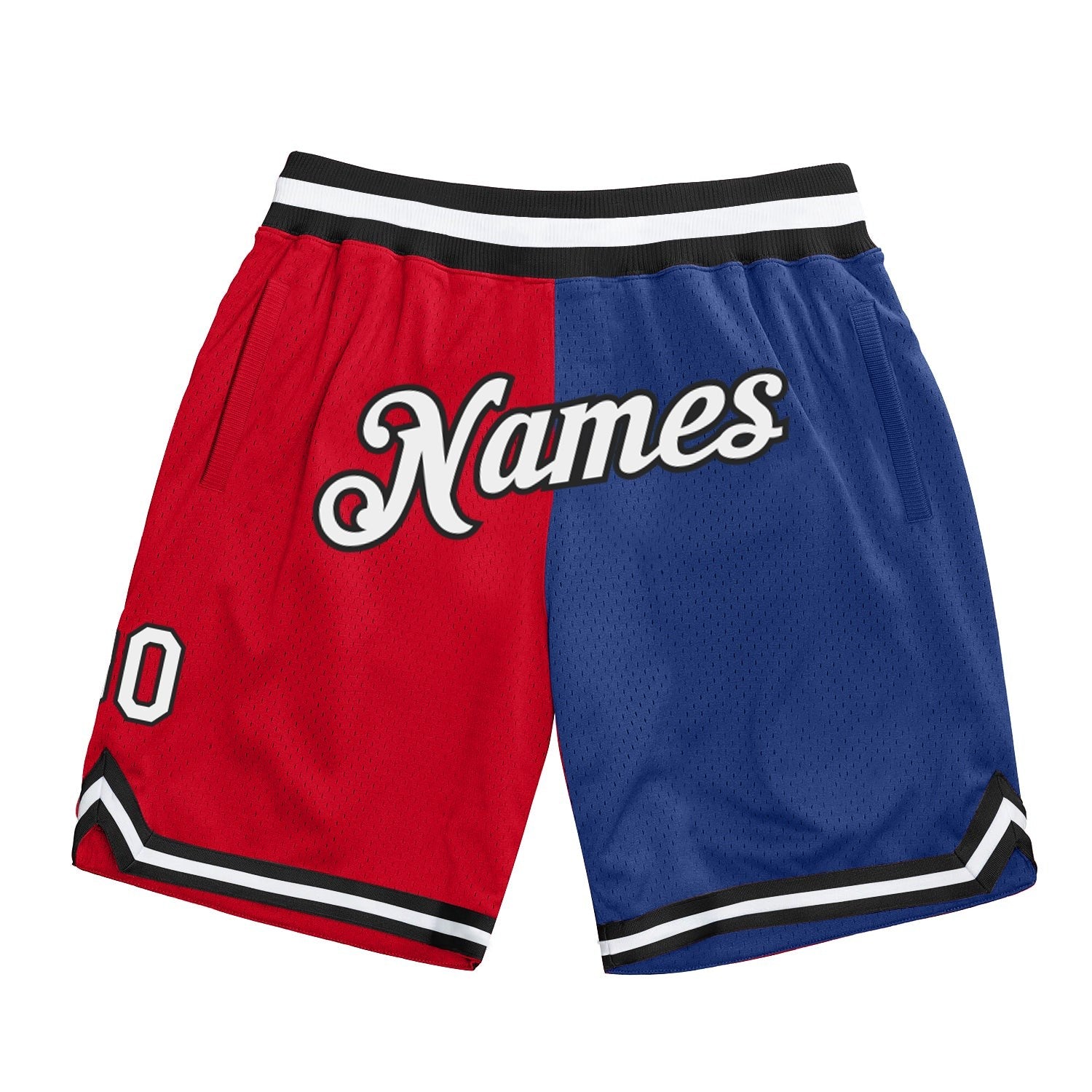 Custom Red White-Royal Authentic Throwback Split Fashion Basketball Shorts photo 1