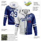 Custom Royal White-Red Split Ripped Pattern Baseball Pullover Sweatshirt Hoodie photo 2