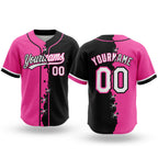 Custom Black Whte-Pink Split Ripped Pattern Baseball Pullover Sweatshirt Hoodie