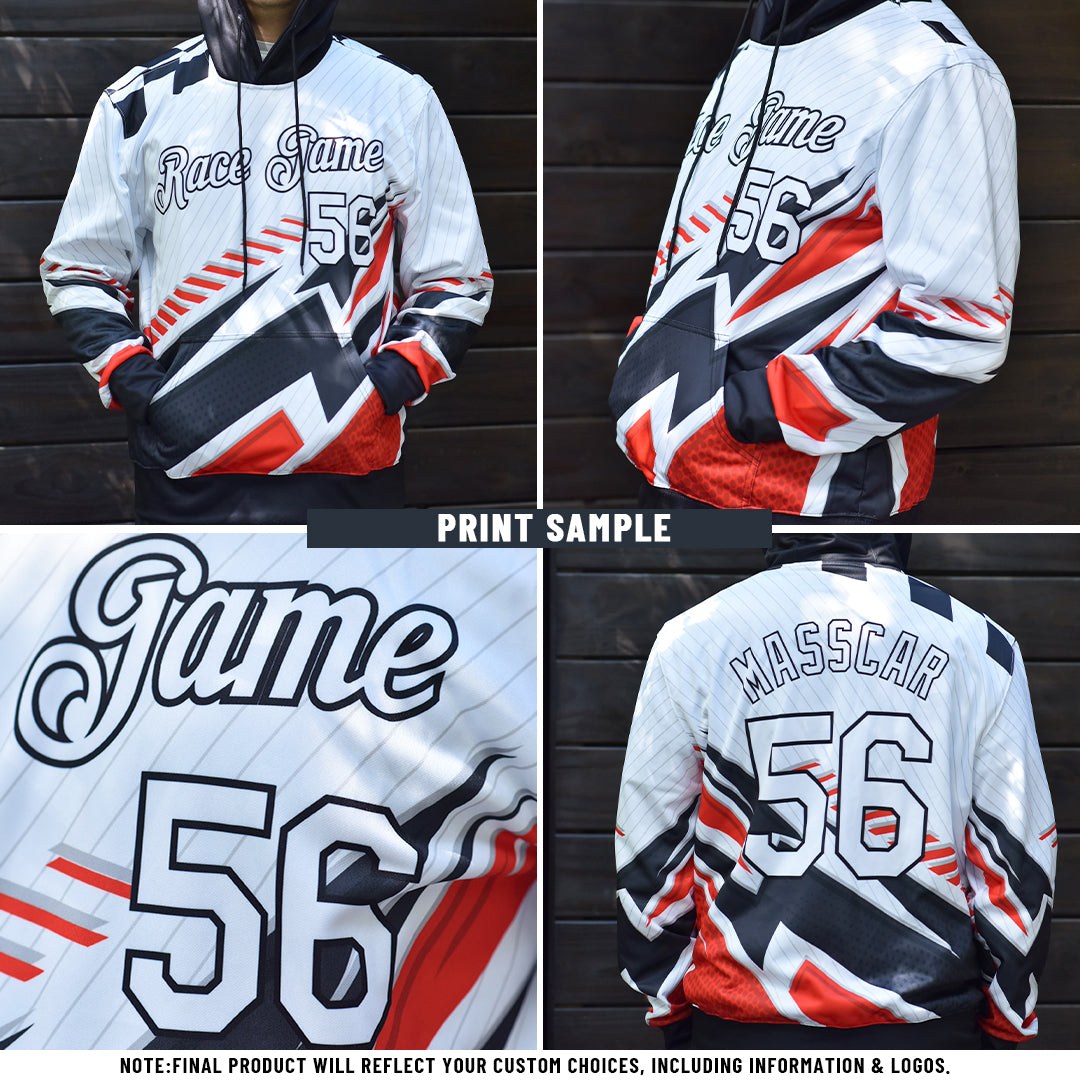 Custom Black Whte-Pink Split Ripped Pattern Baseball Pullover Sweatshirt Hoodie photo 3