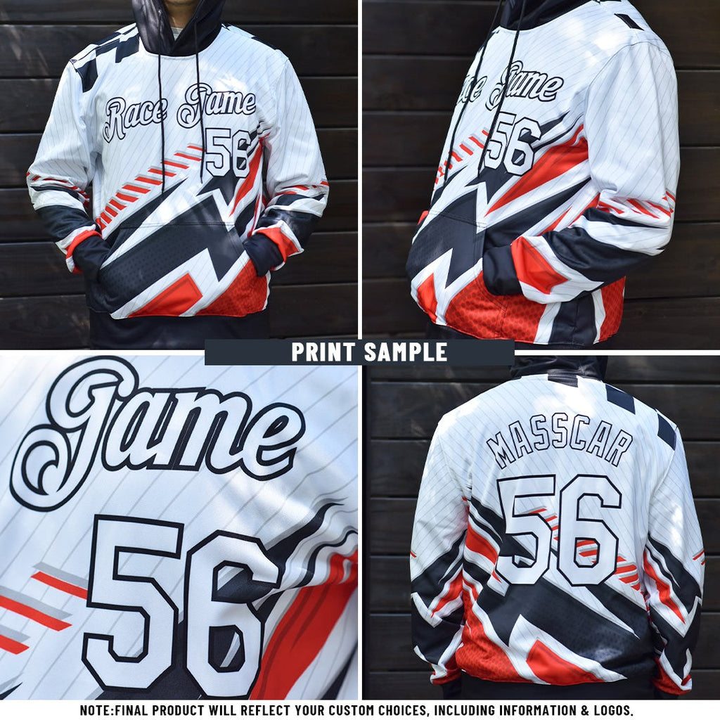 Custom Black Old Gold-White Split Ripped Pattern Baseball Pullover Sweatshirt Hoodie photo 3