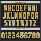 Custom Black Old Gold-White Split Ripped Pattern Baseball Pullover Sweatshirt Hoodie photo 6
