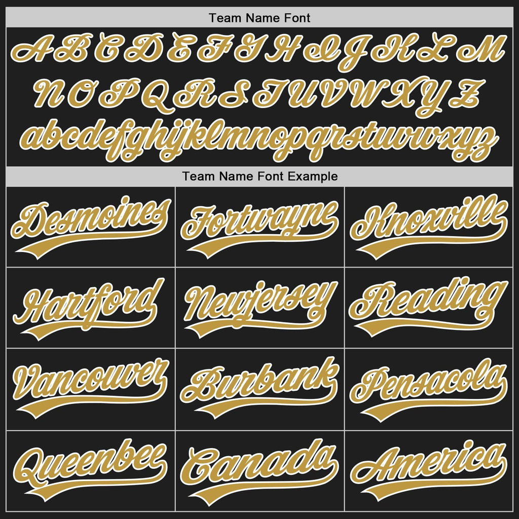 Custom Black Old Gold-White Split Ripped Pattern Baseball Pullover Sweatshirt Hoodie photo 5