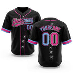 Custom Black Light Blue Pink-White Split Ripped Pattern Baseball Pullover Sweatshirt Hoodie