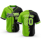 Custom Black Neon Green-White Split Ripped Pattern Baseball Pullover Sweatshirt Hoodie