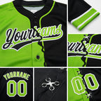 Custom Black Neon Green-White Split Ripped Pattern Baseball Pullover Sweatshirt Hoodie detail