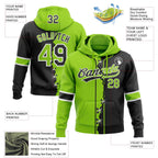 Custom Black Neon Green-White Split Ripped Pattern Baseball Pullover Sweatshirt Hoodie photo 4