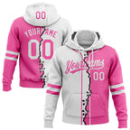 Custom Pink-White Split Ripped Pattern Baseball Pullover Sweatshirt Hoodie photo 1