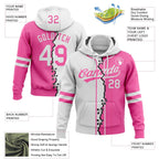 Custom Pink-White Split Ripped Pattern Baseball Pullover Sweatshirt Hoodie photo 3