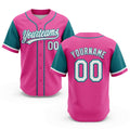 Custom Pink White-Teal Split Ripped Pattern Baseball Pullover Sweatshirt Hoodie