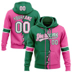 Custom Pink White-Kelly Green Split Ripped Pattern Baseball Pullover Sweatshirt Hoodie photo 1