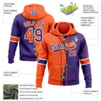 Custom Purple Orange-White Split Ripped Pattern Baseball Pullover Sweatshirt Hoodie photo 3