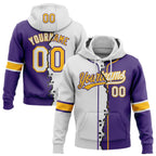 Custom Purple White-Gold Split Ripped Pattern Baseball Pullover Sweatshirt Hoodie photo 1