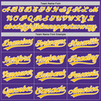 Custom Purple Gold-White Split Ripped Pattern Baseball Pullover Sweatshirt Hoodie photo 4