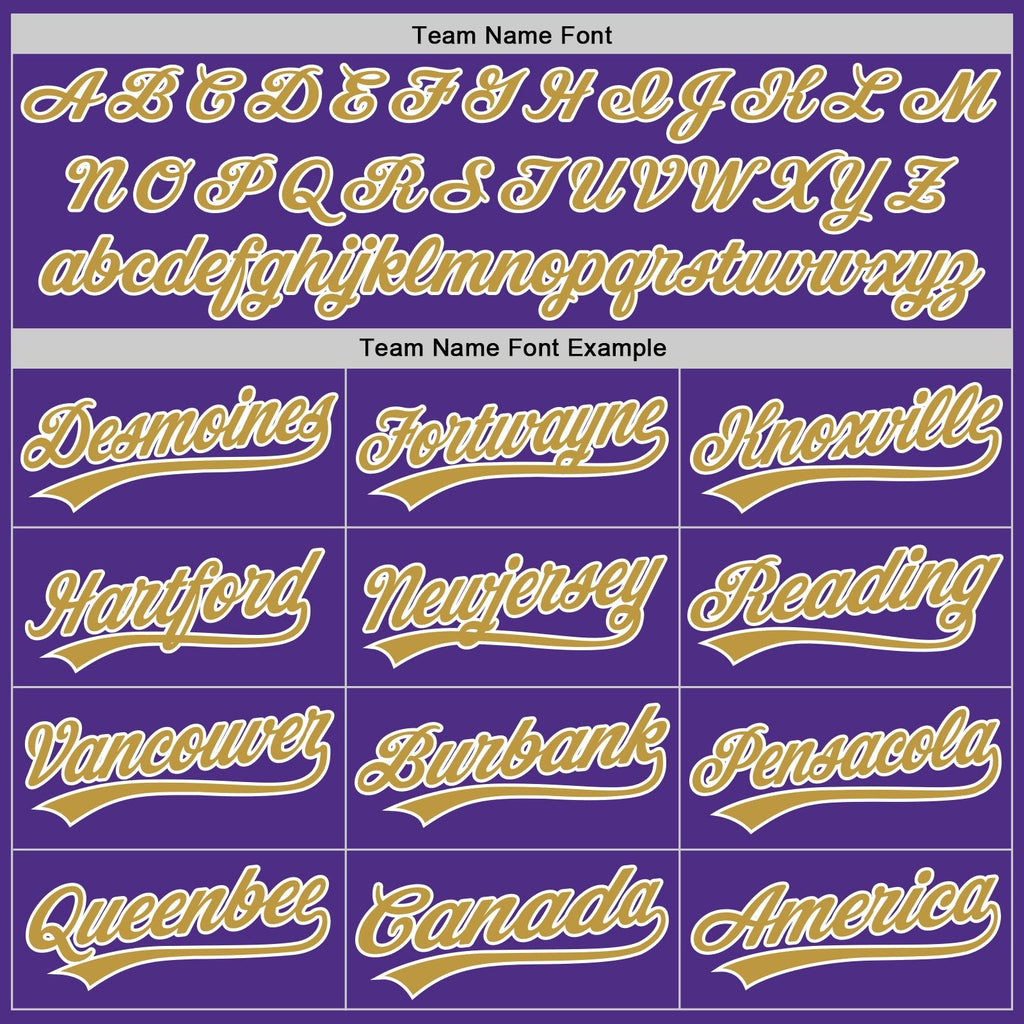 Custom Purple Old Gold-White Split Ripped Pattern Baseball Pullover Sweatshirt Hoodie photo 4