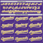 Custom Purple Old Gold-White Split Ripped Pattern Baseball Pullover Sweatshirt Hoodie photo 4