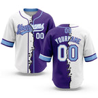 Custom Purple White-Light Blue Split Ripped Pattern Baseball Pullover Sweatshirt Hoodie