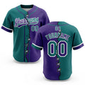 Custom Purple Teal-White Split Ripped Pattern Baseball Pullover Sweatshirt Hoodie