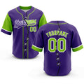 Custom Purple Neon Green-White Split Ripped Pattern Baseball Pullover Sweatshirt Hoodie