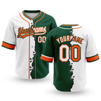 Custom Green White-Orange Split Ripped Pattern Baseball Pullover Sweatshirt Hoodie