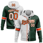 Custom Green White-Orange Split Ripped Pattern Baseball Pullover Sweatshirt Hoodie photo 1