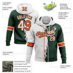 Custom Green White-Orange Split Ripped Pattern Baseball Pullover Sweatshirt Hoodie photo 3