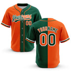 Custom Green Orange-White Split Ripped Pattern Baseball Pullover Sweatshirt Hoodie