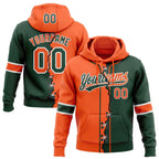 Custom Green Orange-White Split Ripped Pattern Baseball Pullover Sweatshirt Hoodie photo 1