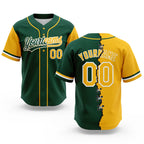 Custom Green Gold-White Split Ripped Pattern Baseball Pullover Sweatshirt Hoodie