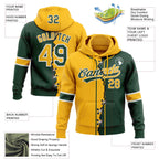 Custom Green Gold-White Split Ripped Pattern Baseball Pullover Sweatshirt Hoodie photo 3