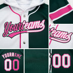Custom Green White-Pink Split Ripped Pattern Baseball Pullover Sweatshirt Hoodie detail