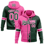 Custom Green Pink-White Split Ripped Pattern Baseball Pullover Sweatshirt Hoodie photo 1