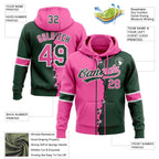 Custom Green Pink-White Split Ripped Pattern Baseball Pullover Sweatshirt Hoodie photo 3
