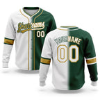 Custom Green White-Old Gold Split Ripped Pattern Baseball Pullover Sweatshirt Hoodie
