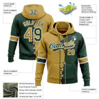 Custom Green Old Gold-White Split Ripped Pattern Baseball Pullover Sweatshirt Hoodie photo 3