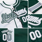 Custom Green White-Gray Split Ripped Pattern Baseball Pullover Sweatshirt Hoodie detail