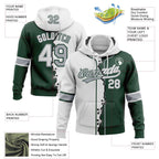 Custom Green White-Gray Split Ripped Pattern Baseball Pullover Sweatshirt Hoodie photo 3